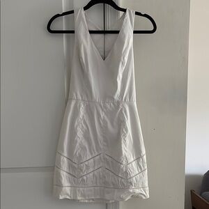 Bebe White Sleeveless Mini Dress with V-Neck